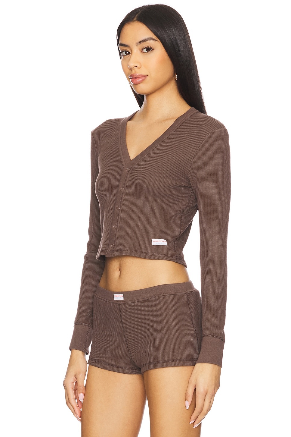 Long Sleeve Waffle Cardigan - 2