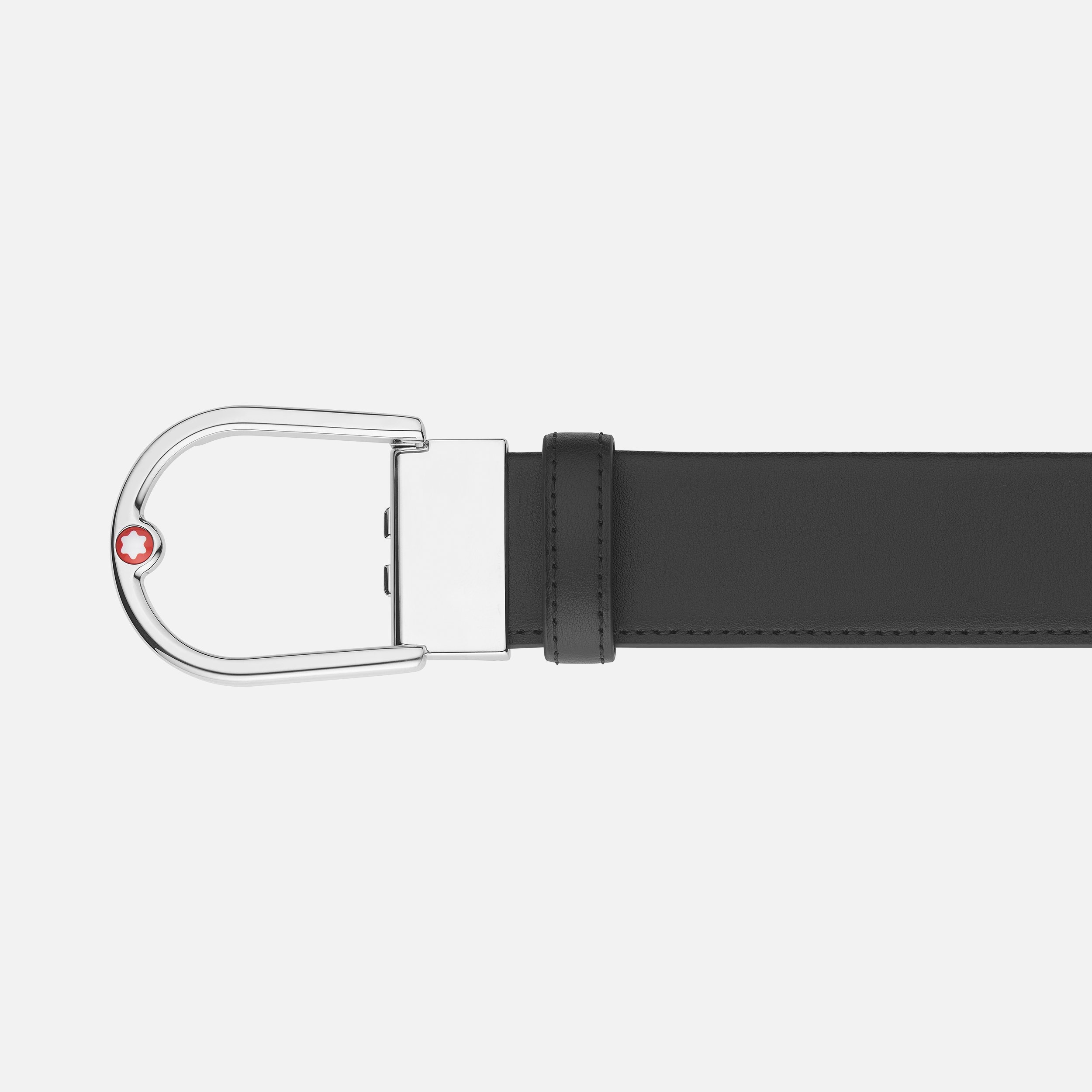 Horseshoe buckle black 35 mm leather belt - 3