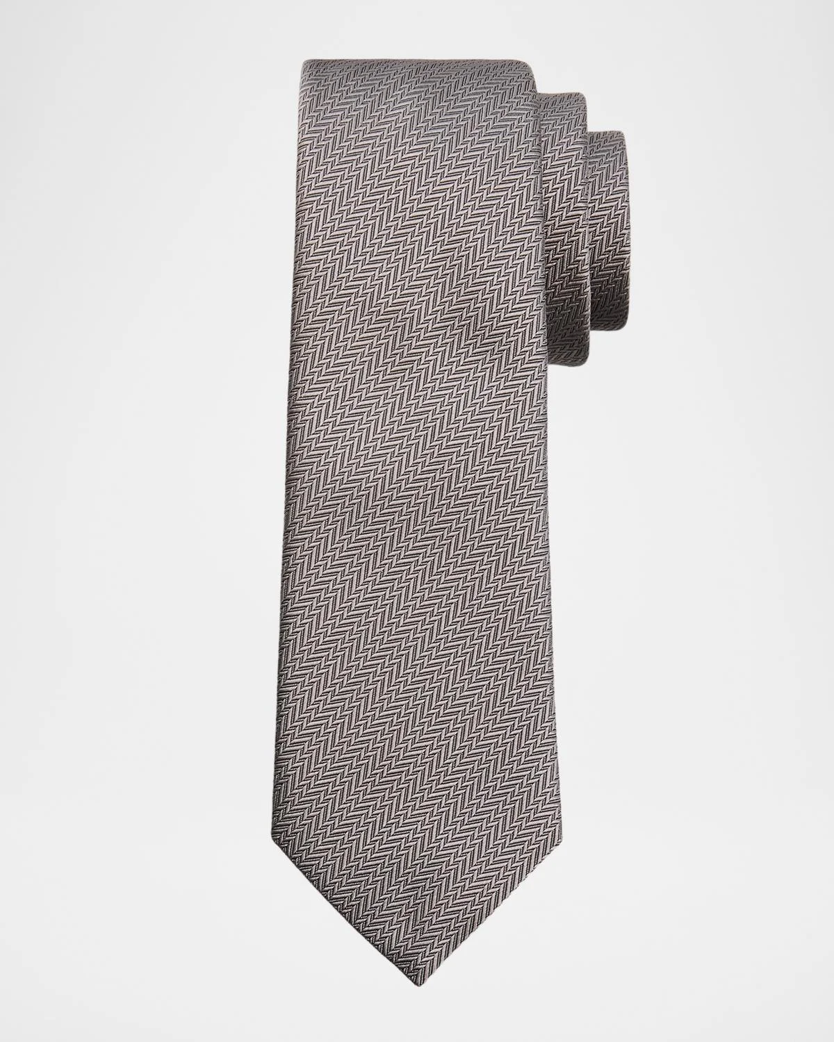 Men's Chevron Jacquard Silk Tie - 1