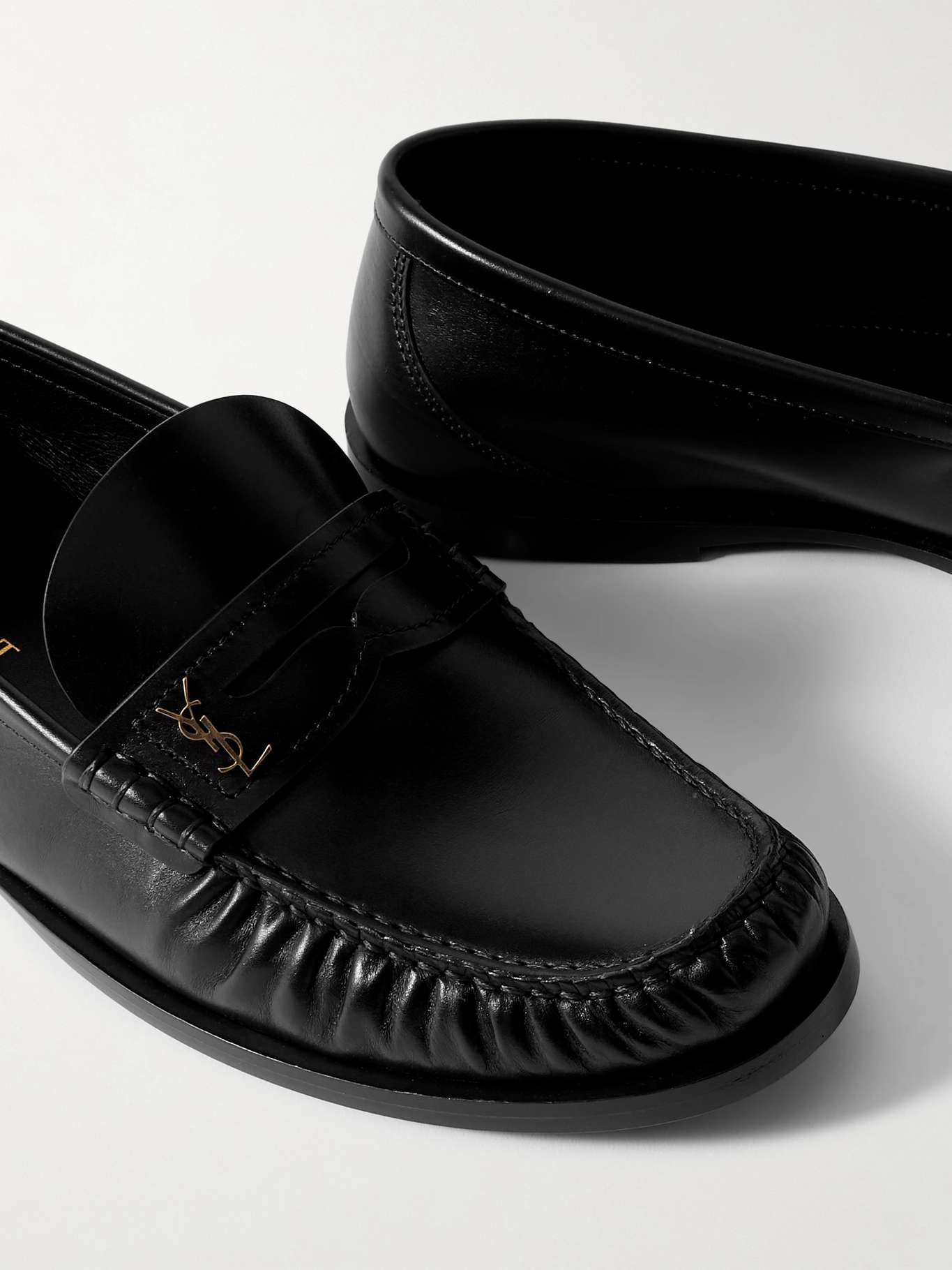 Laurent glossed-leather loafers - 4