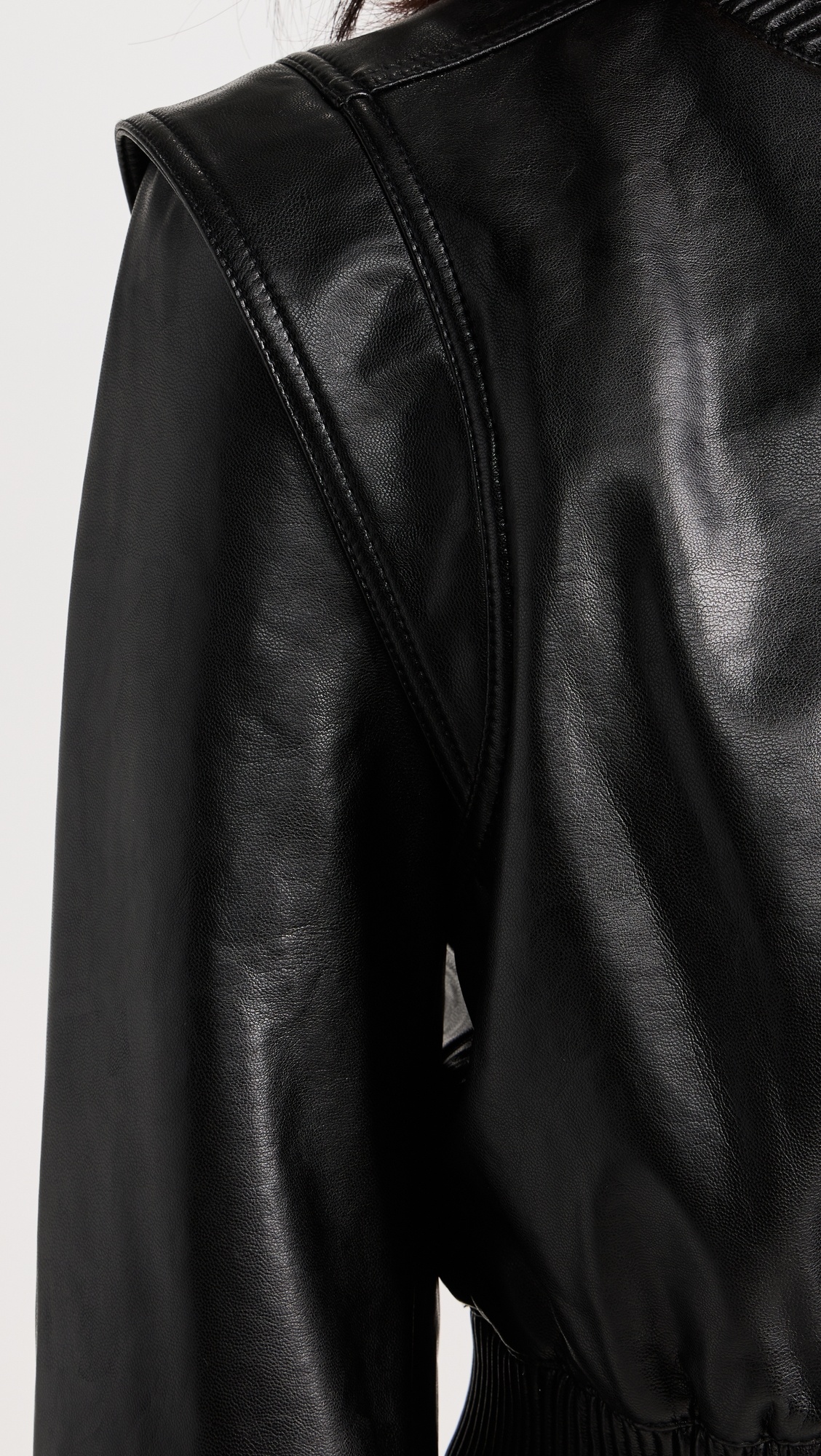 Doreen Luxe Vegan Leather Boxy Bomber Jacket - 5