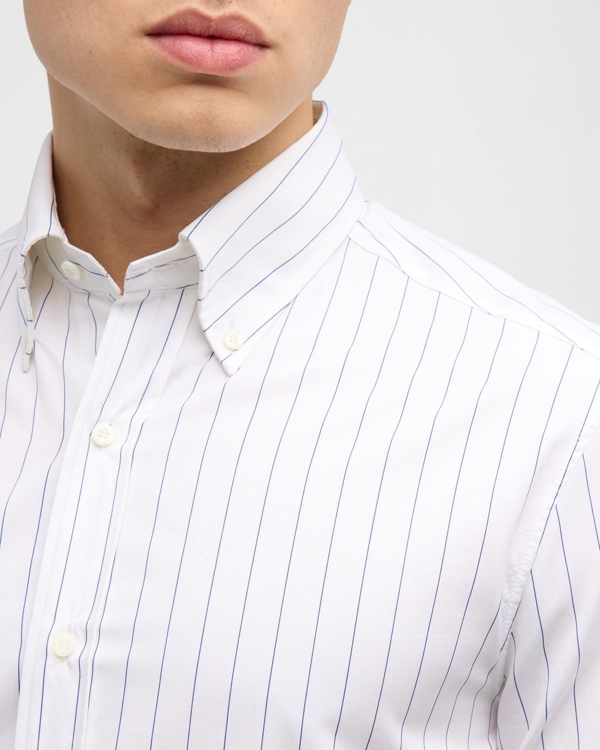 Men's Wide Stripe Cotton Poplin Dress Shirt - 6