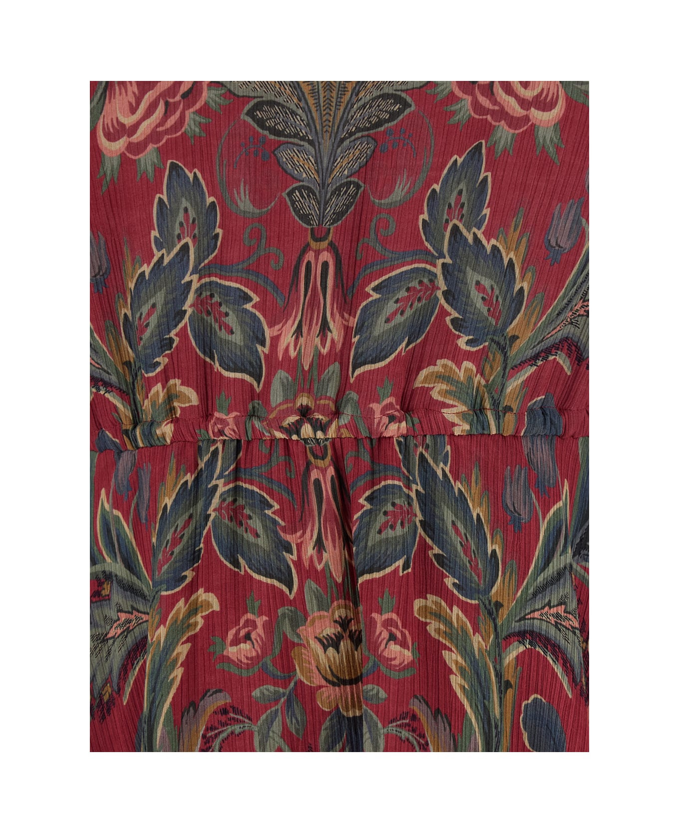 Red Ruched Mini Dress With All-over Floral Print In Viscose Blend Woman - 3