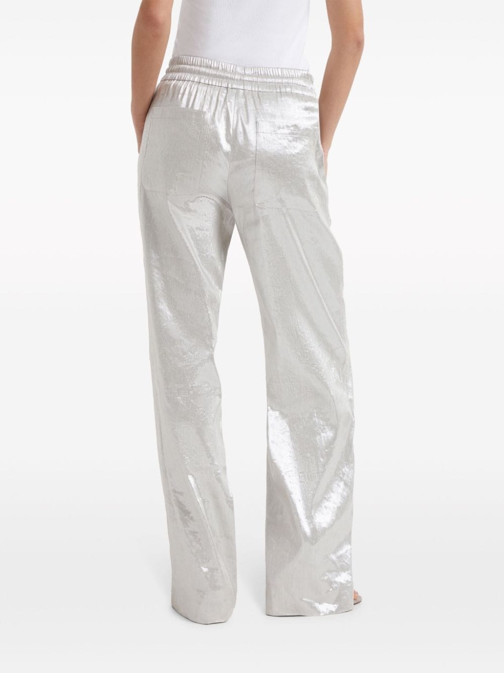 metallic wide-leg trousers - 4
