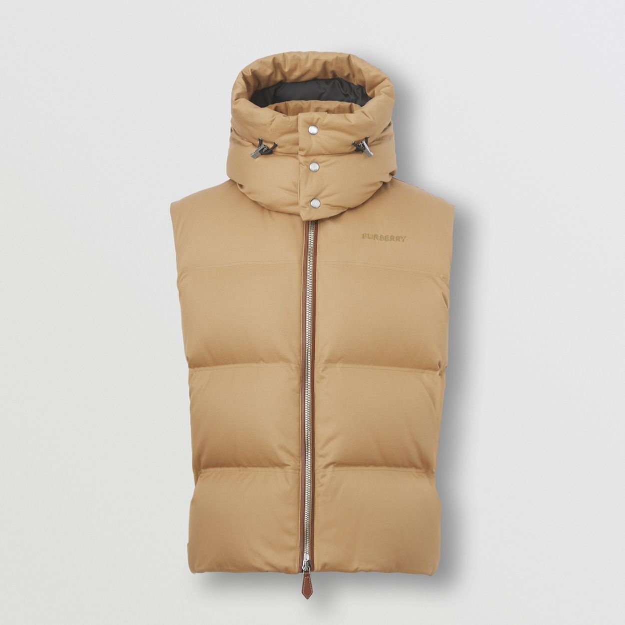 Detachable Hood Cotton Gabardine Puffer Gilet - 1