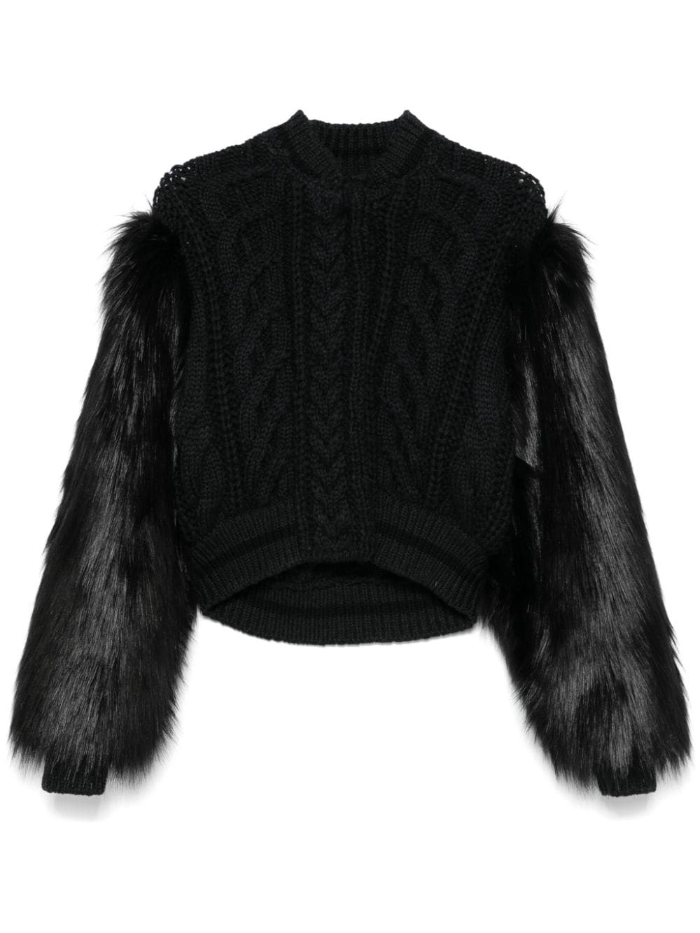 faux-fur trim cardigan - 1