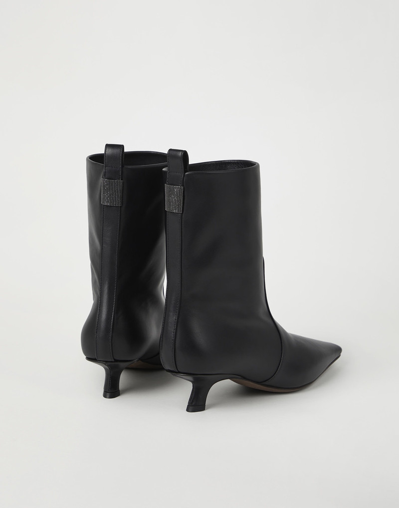 Brunello Cucinelli Classic leather ankle boots with precious detail outlook