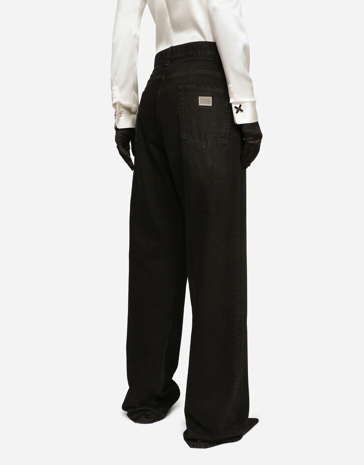 Flared deep blue denim jeans - 4