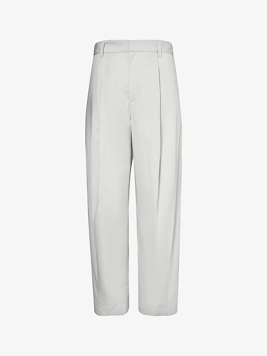 Wide-leg high-rise cotton and silk-blend trousers - 1