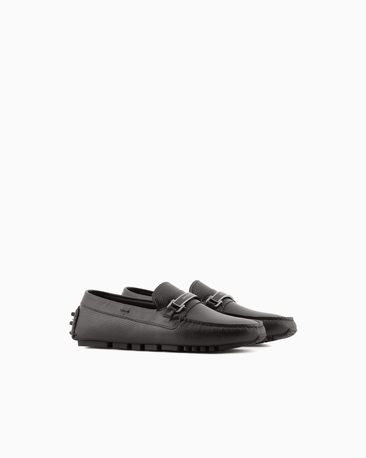 Pebbled leather driving loafers with stirrup bar - 2