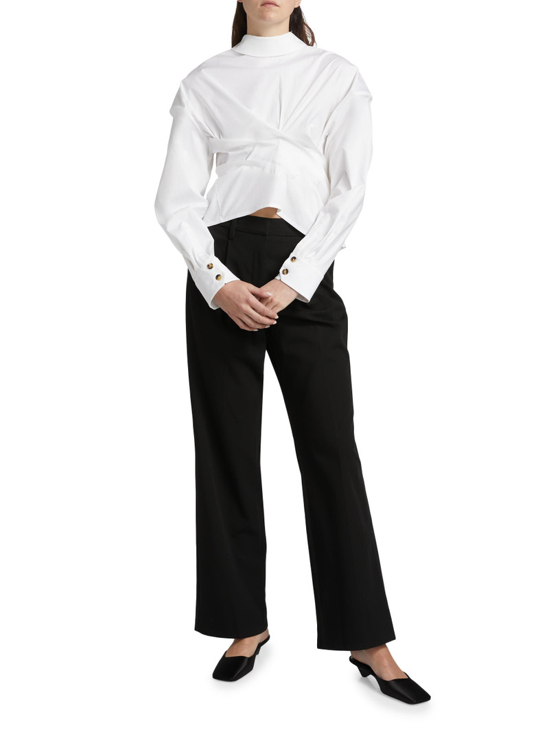 A. W.A. K.E. MODE Women's Twisted Reversed Shirt - White 3