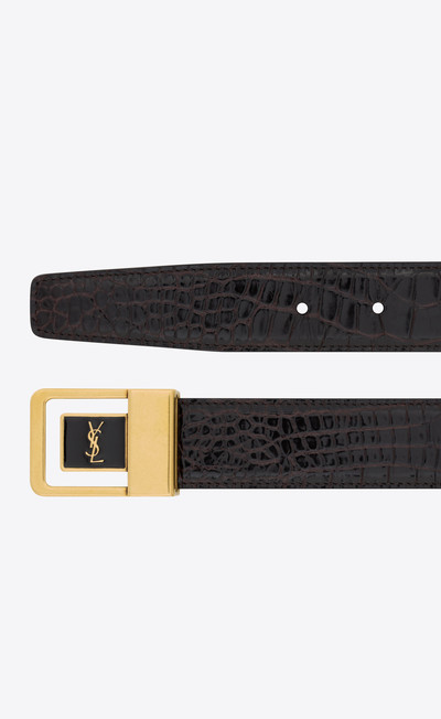 SAINT LAURENT female buckle belt in crocodile-embossed leather outlook