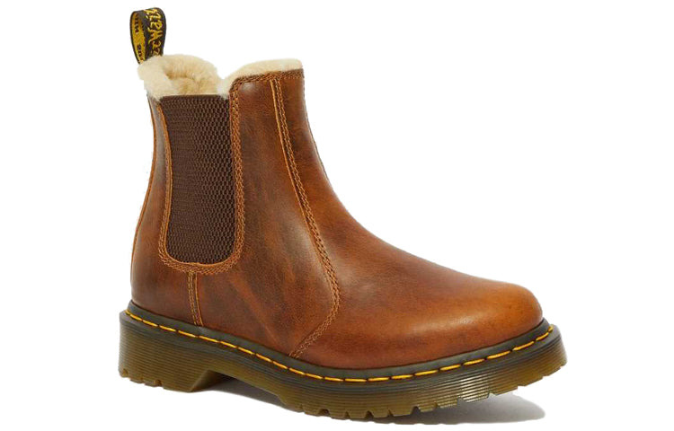 (WMNS) Dr. Martens 2976 Faux Fur Lined Chelsea Boots 'Butterscotch' 23898243 - 2