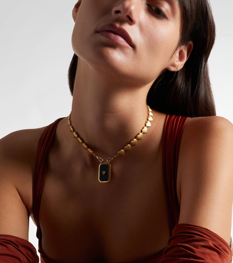 MARIE LICHTENBERG Heart Scapular 18kt gold and ebony pendant necklace with diamond outlook