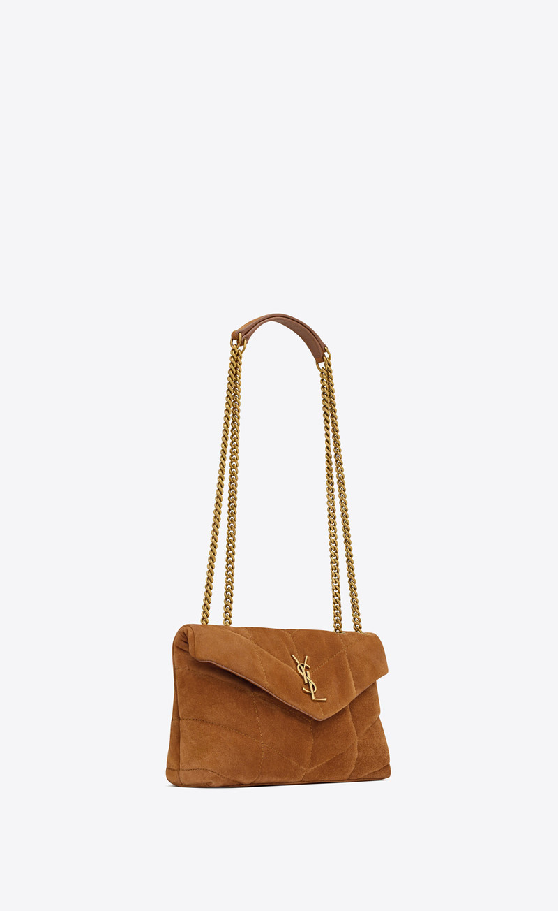 puffer toy bag in quilted suede 6