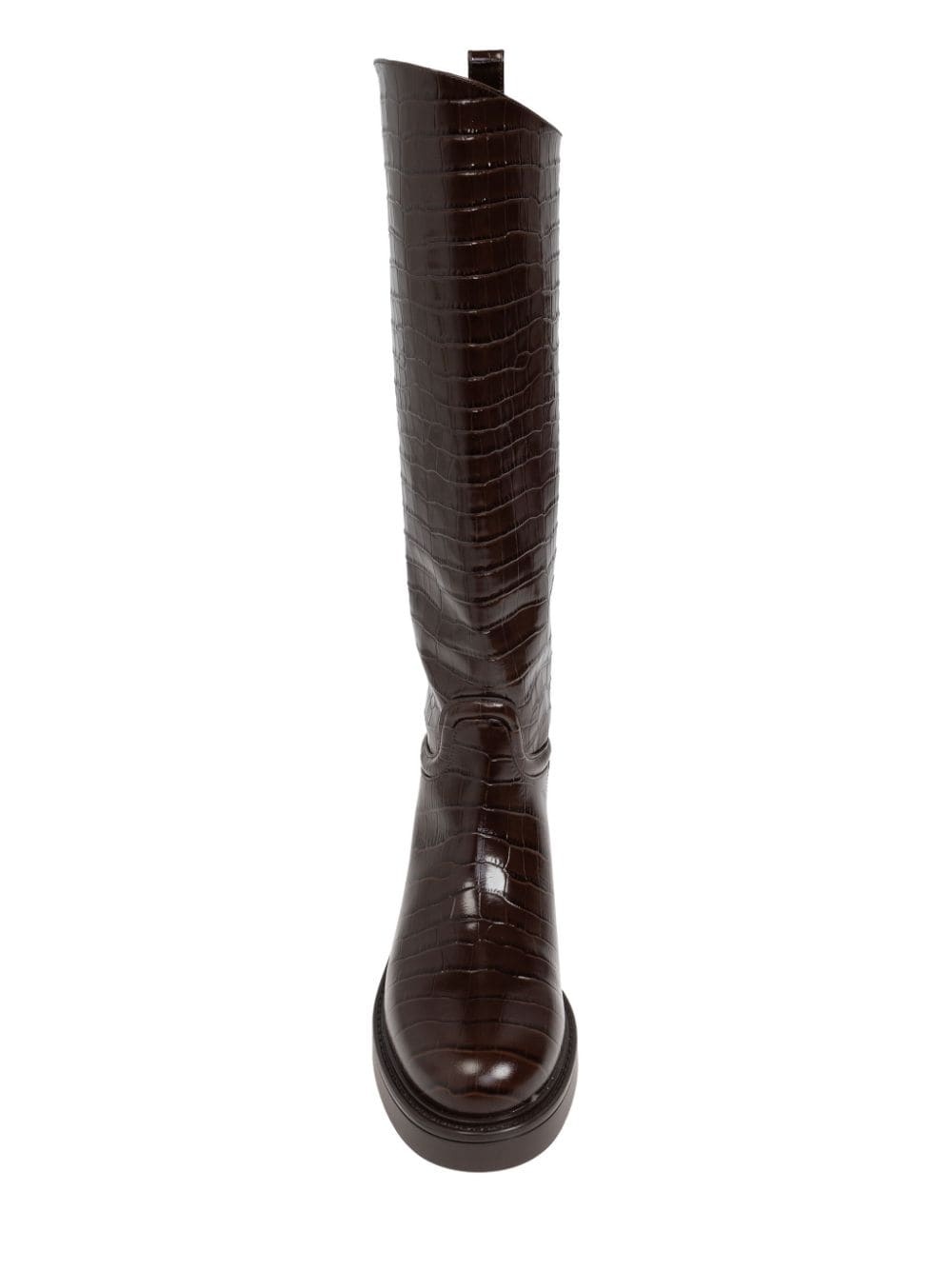 crocodile-embossed leather boots - 6