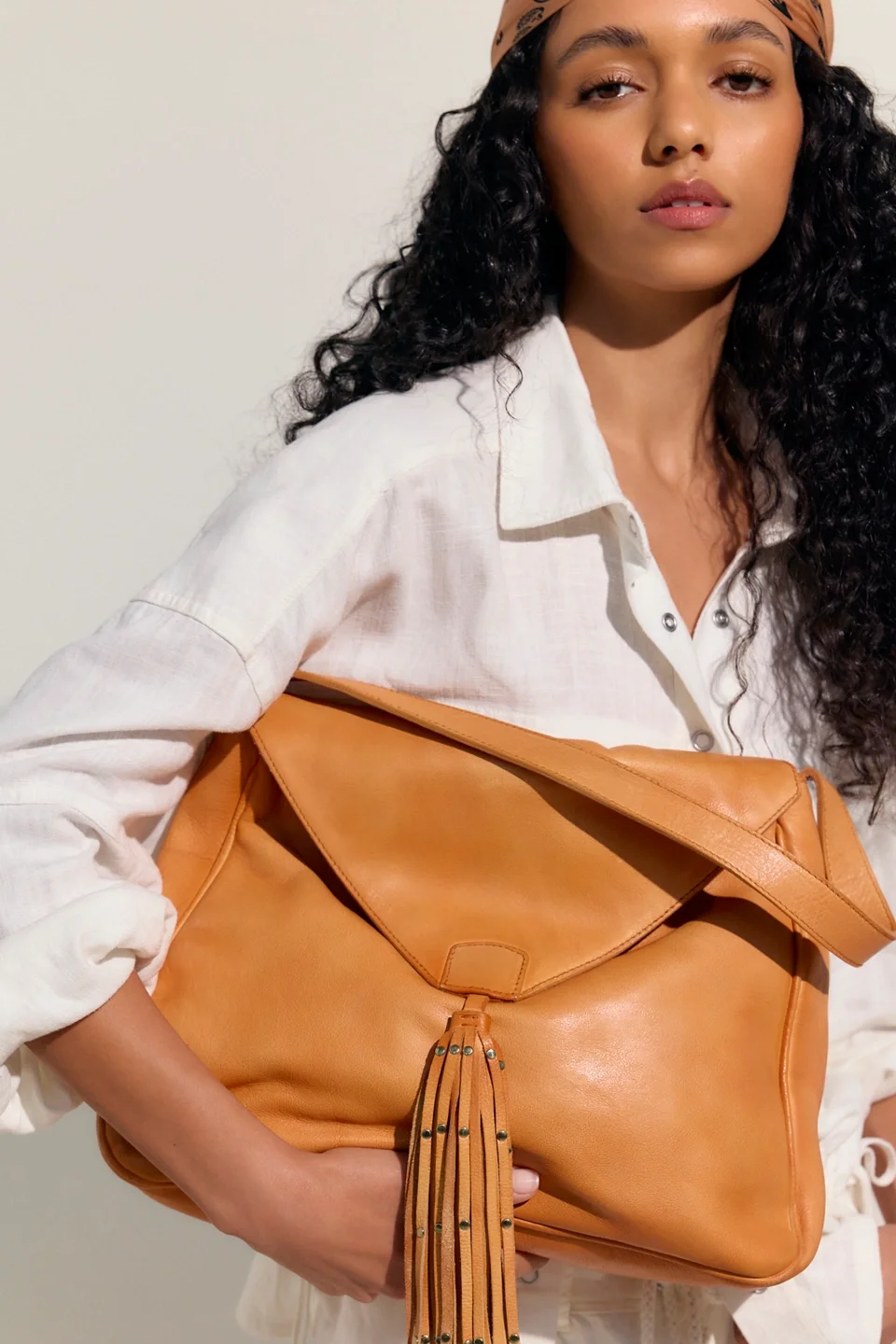 Layla Leather Messenger Bag - 1