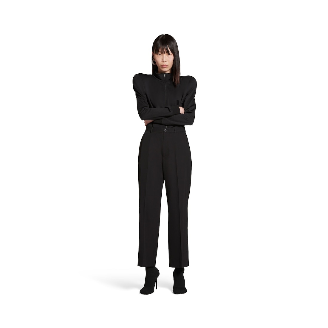 Cropped Pants in Black - 2