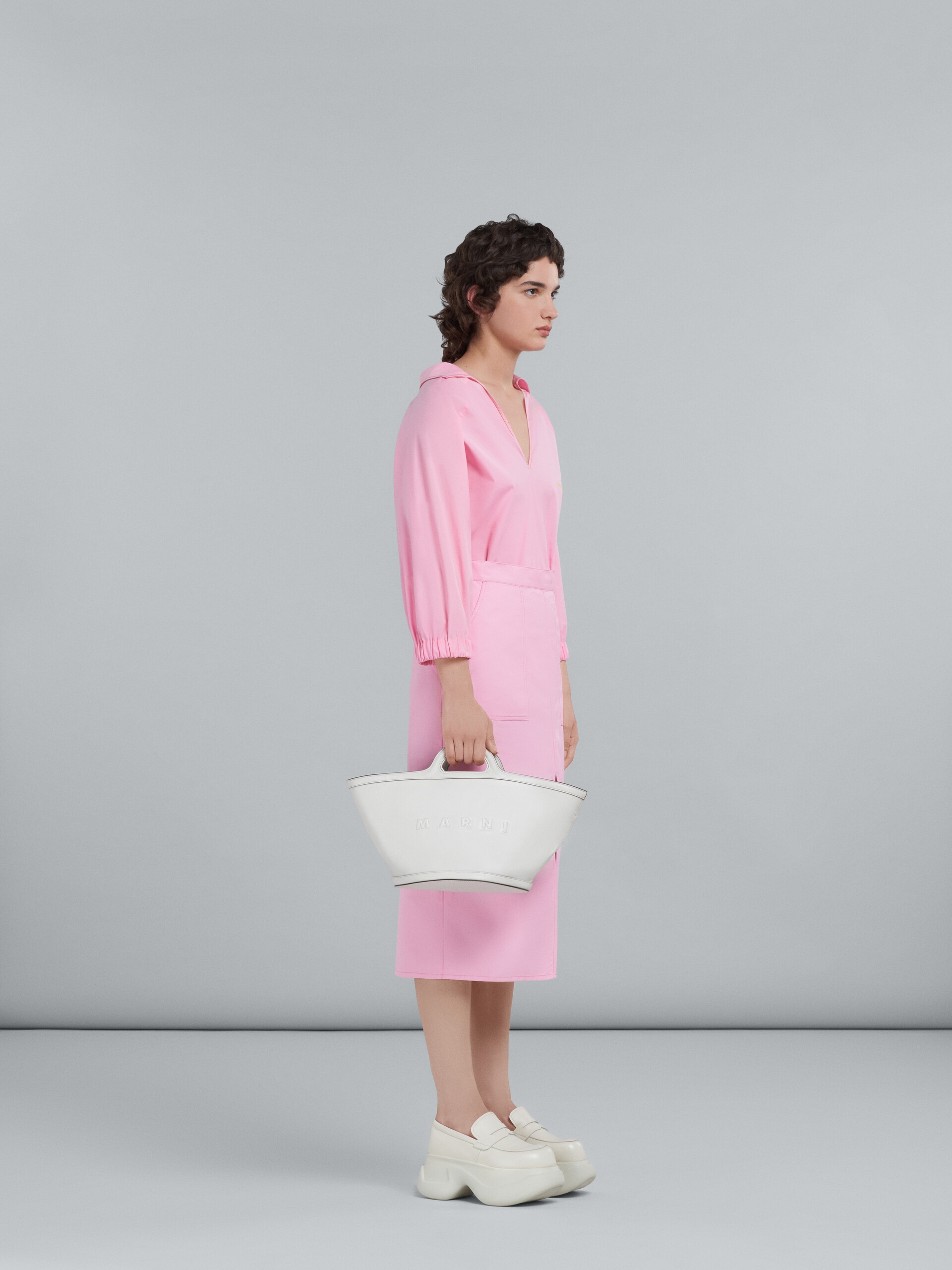 PINK SKIRT IN TECHNICAL COTTON-LINEN - 5