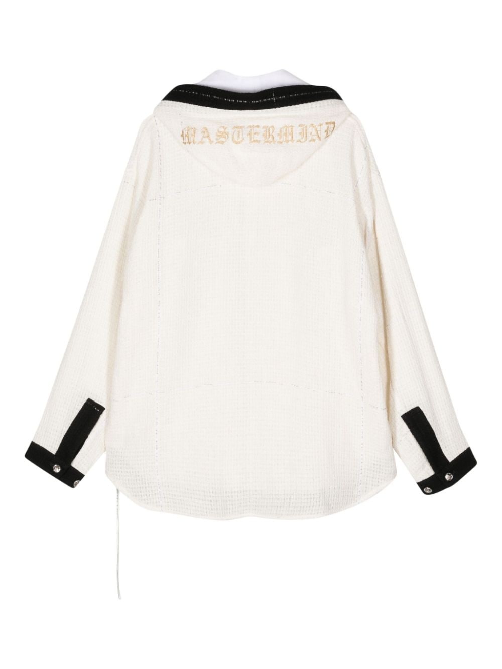 logo-embroidered tweed jacket - 2
