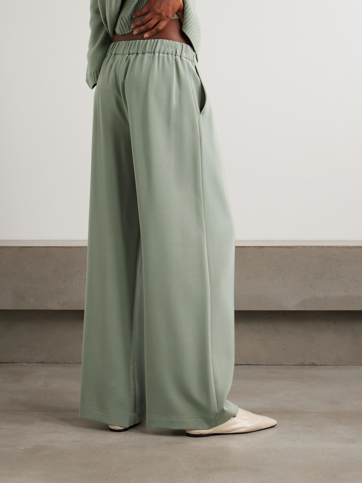Bonn silk-blend pants Sage green - 3