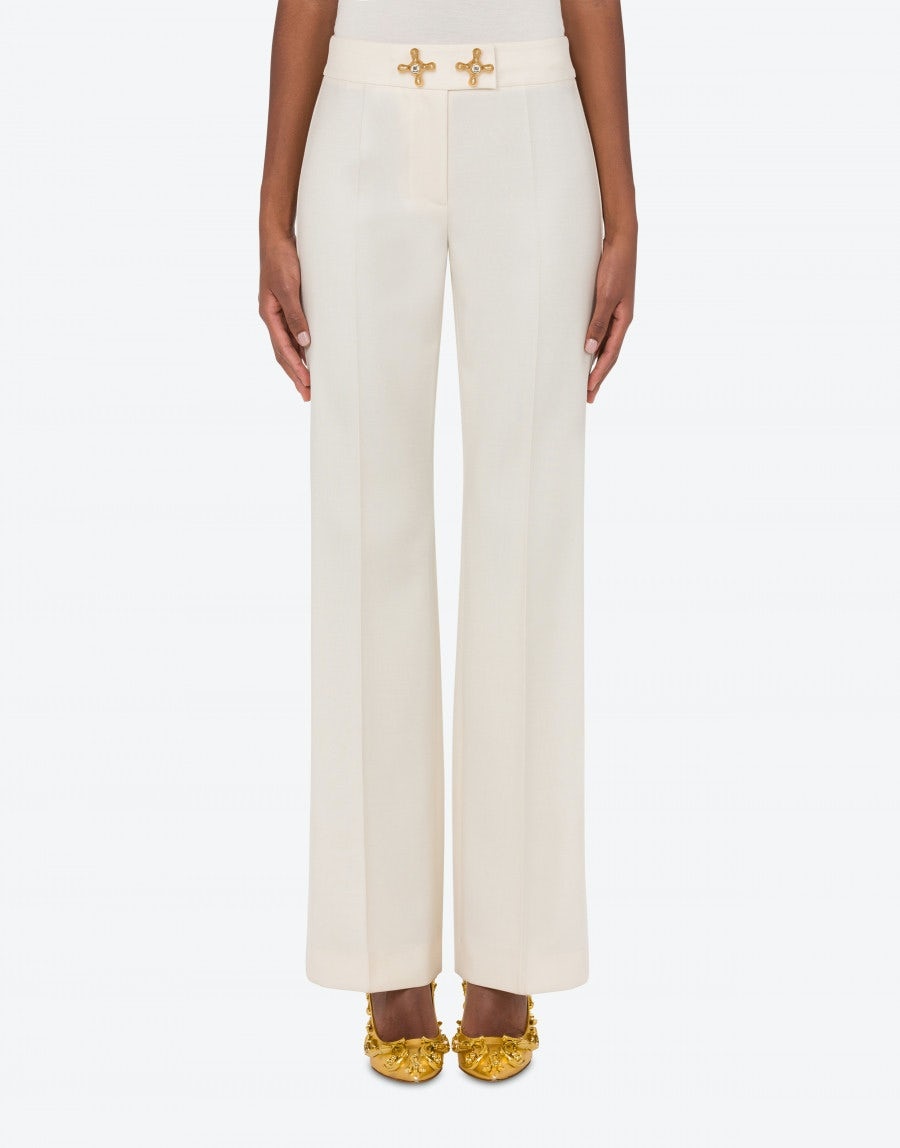 FAUCET DETAILS WOOL TWILL TROUSERS - 2