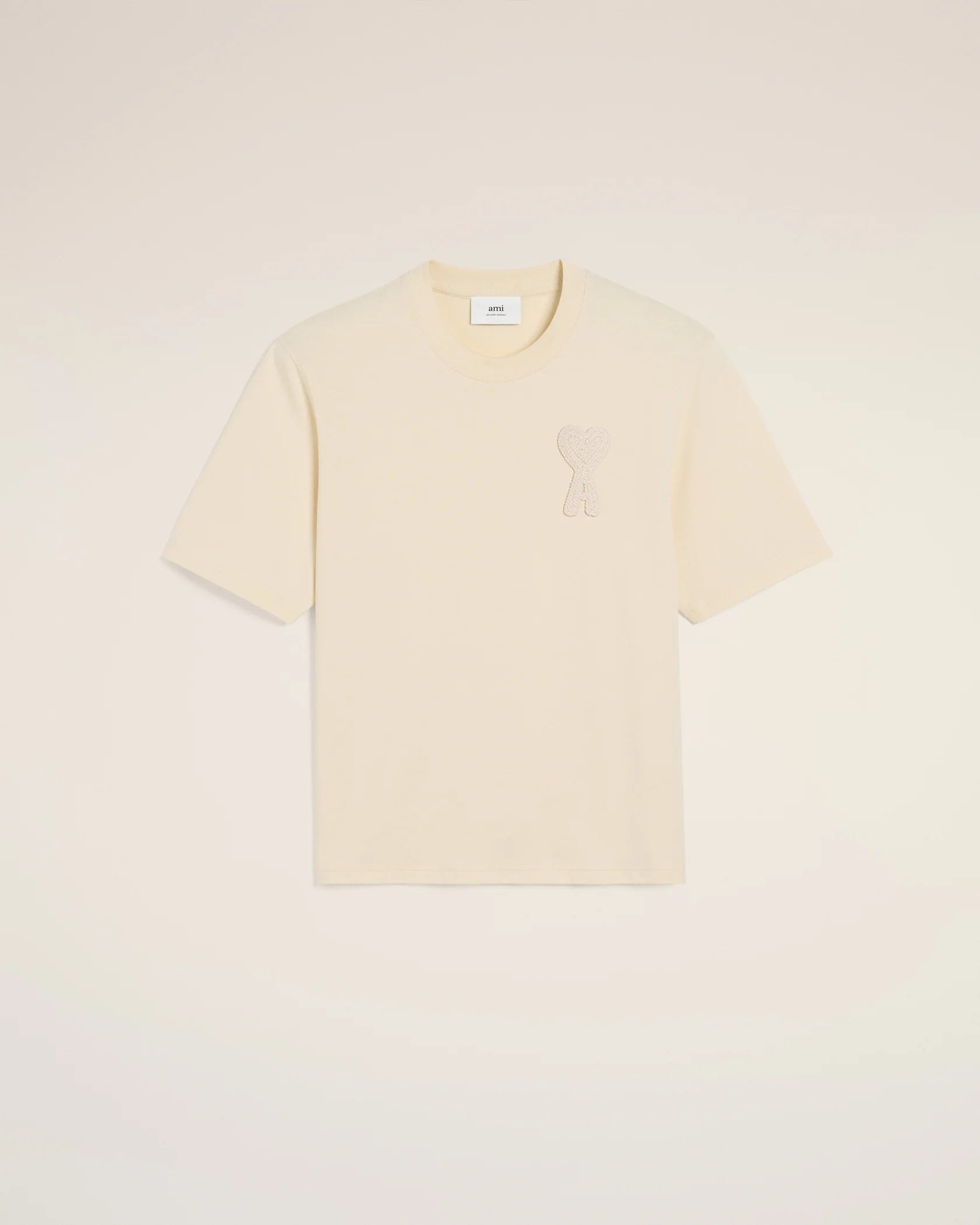 Beige Cotton Ami de Coeur Patch T-Shirt - 1