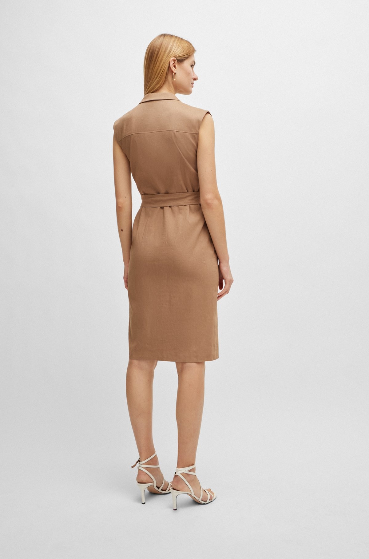 BELTED WRAP DRESS IN A LINEN BLEND - 4