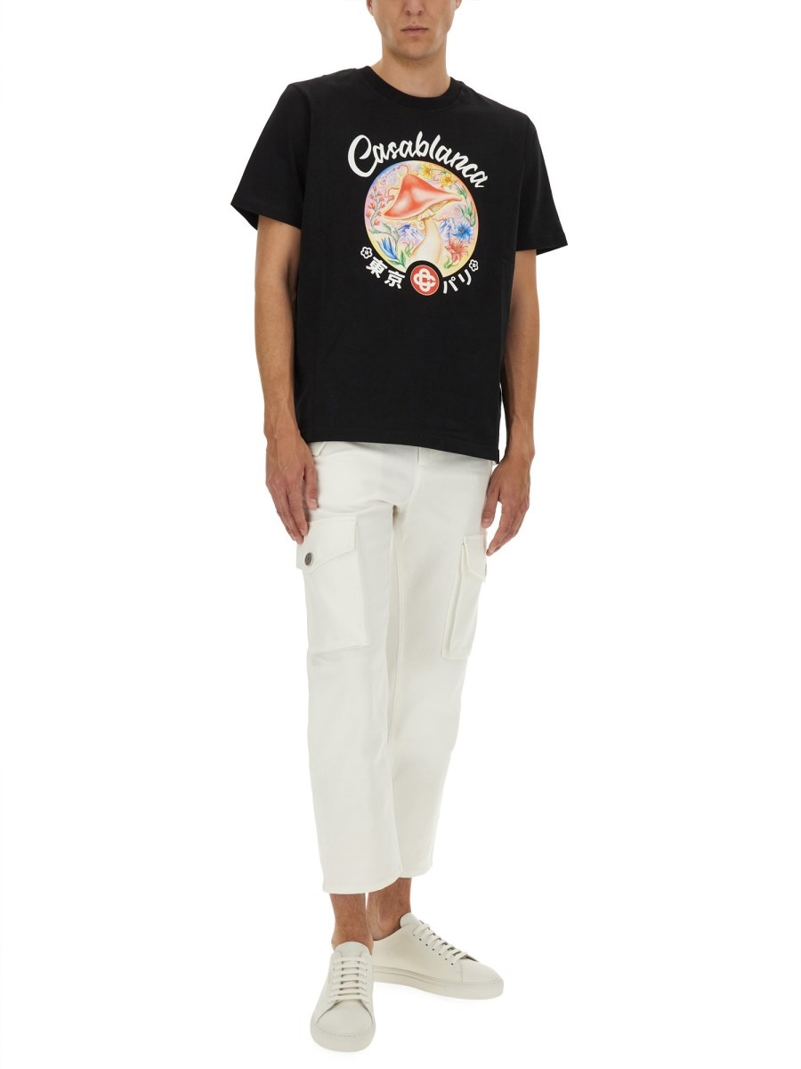 COTTON T-SHIRT WITH MUSHROOM EMBLEM PRINT - 2
