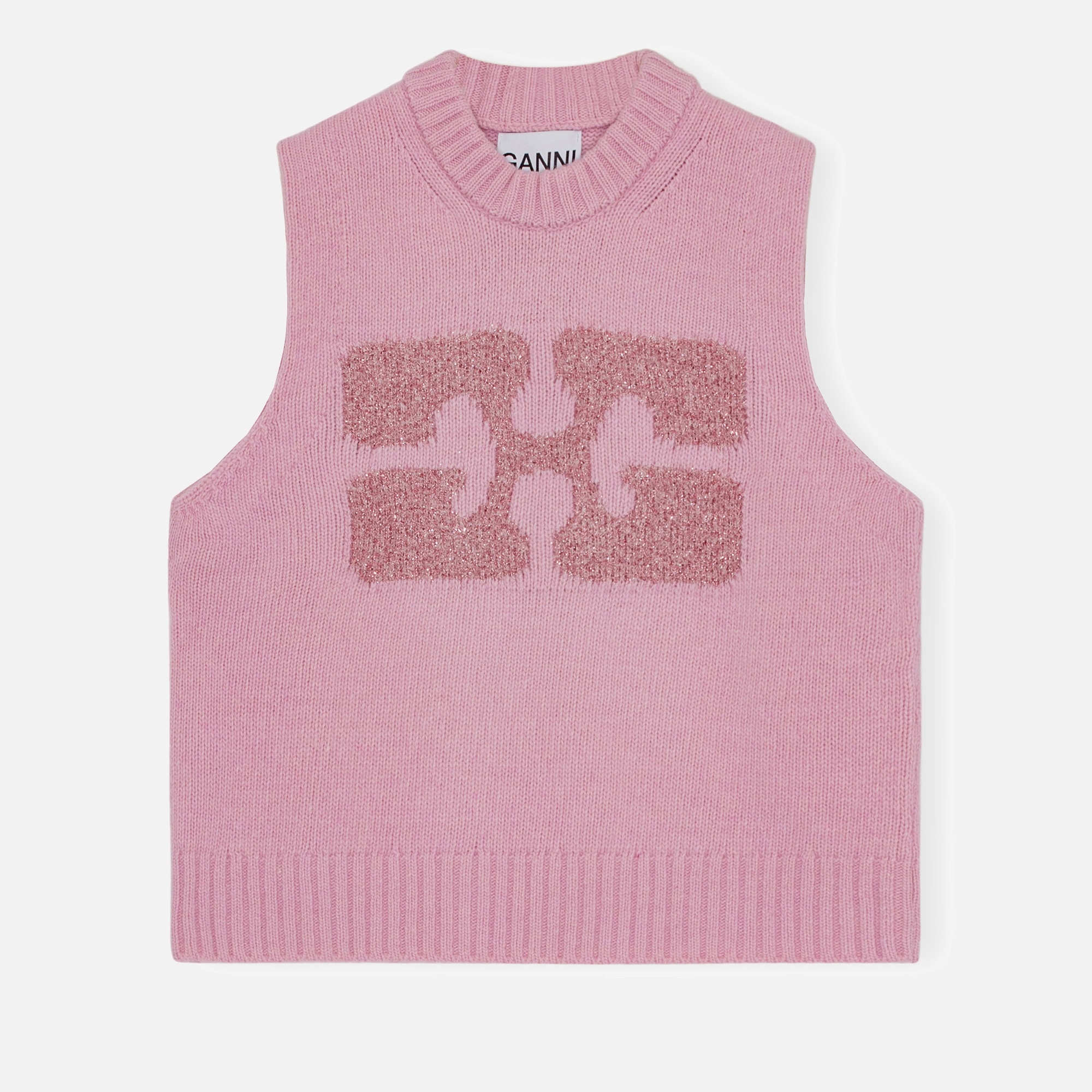 GANNI Ganni Graphic Intarsia-Knit Sweater Vest | coggles