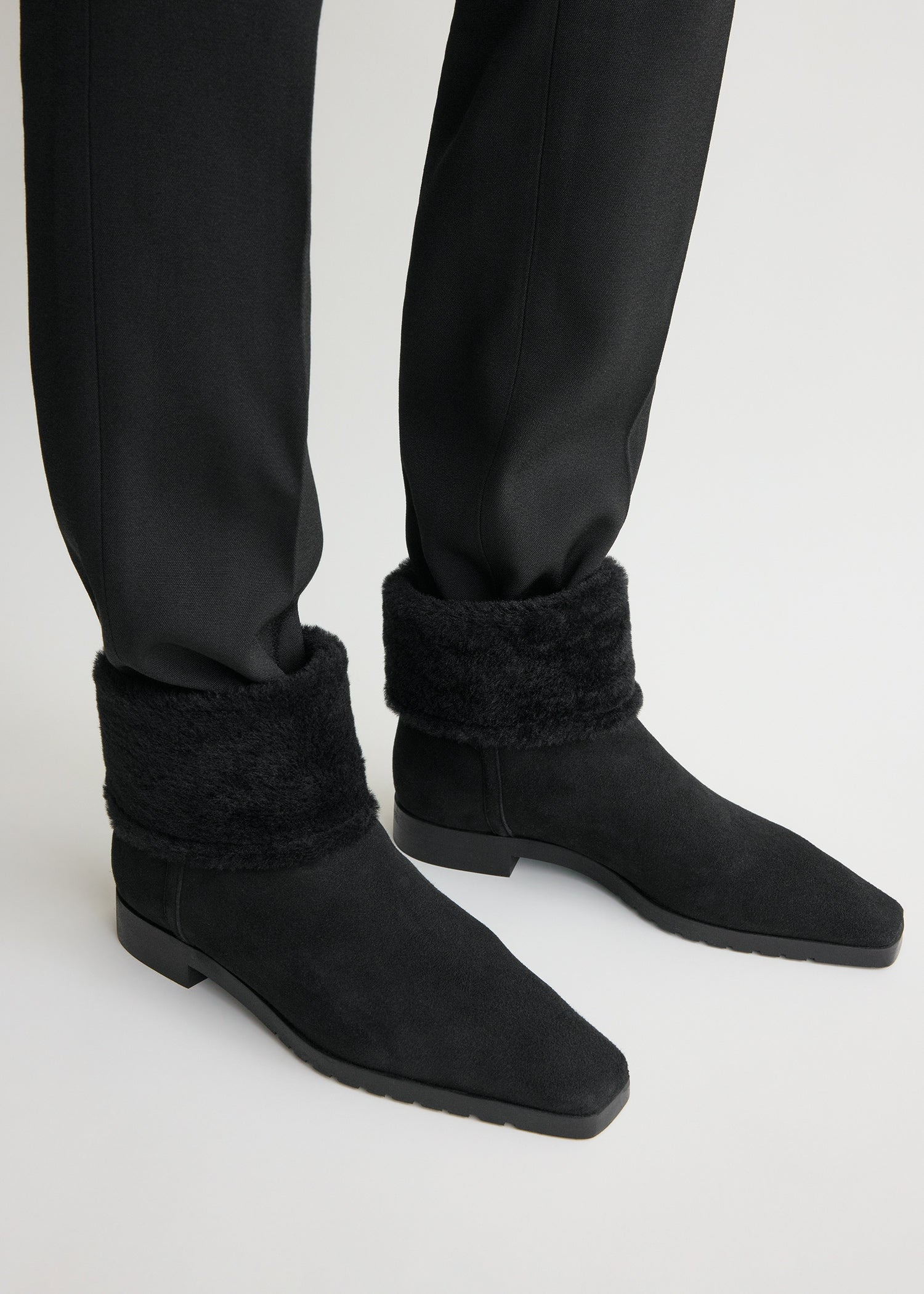 Fold-down shearling boots black - 3