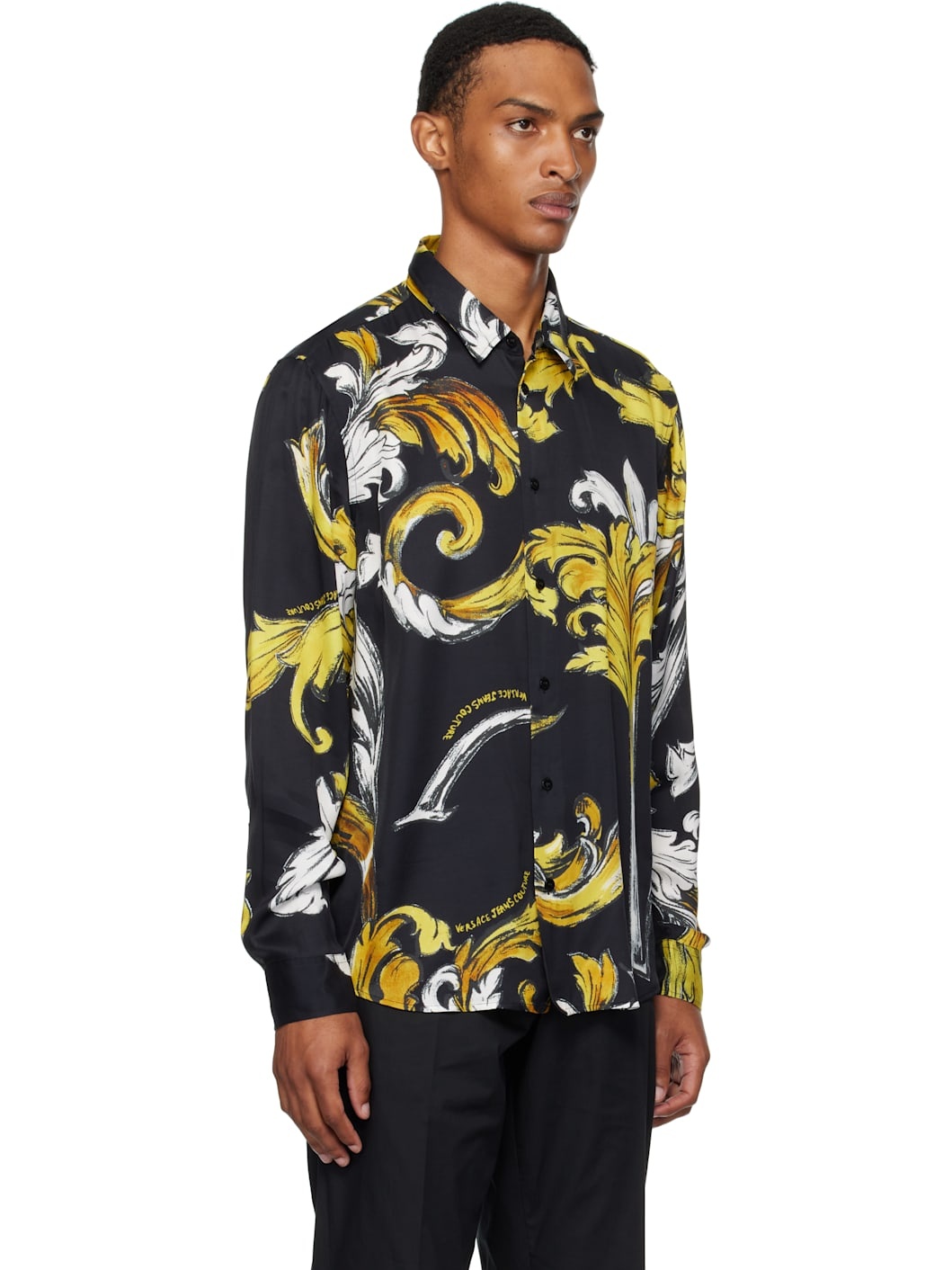 Black & Gold Outline Barocco Regular-Fit Shirt - 2