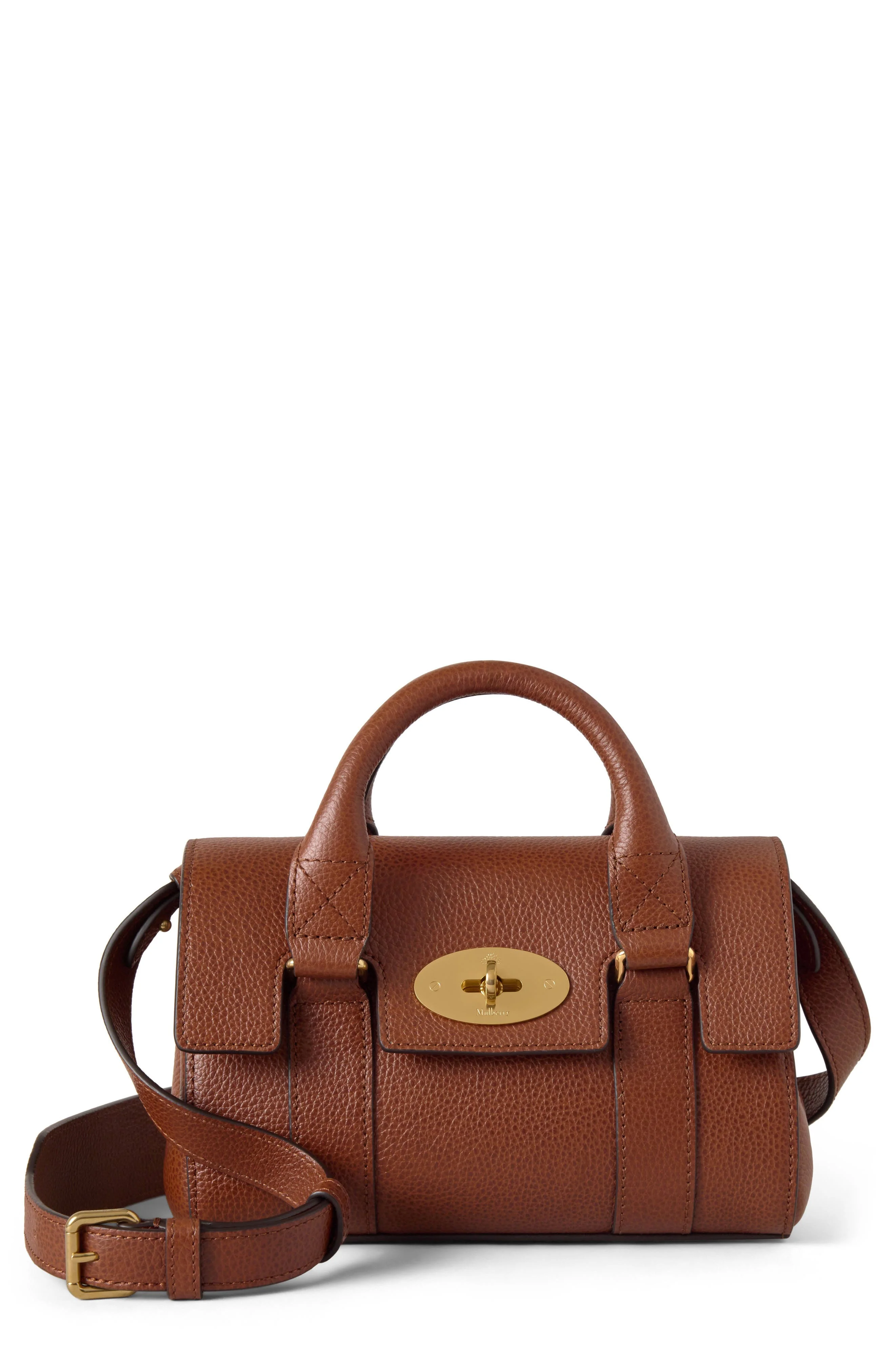 Mulberry Mini Bayswater Grained Leather Handbag in Oak at Nordstrom - 1