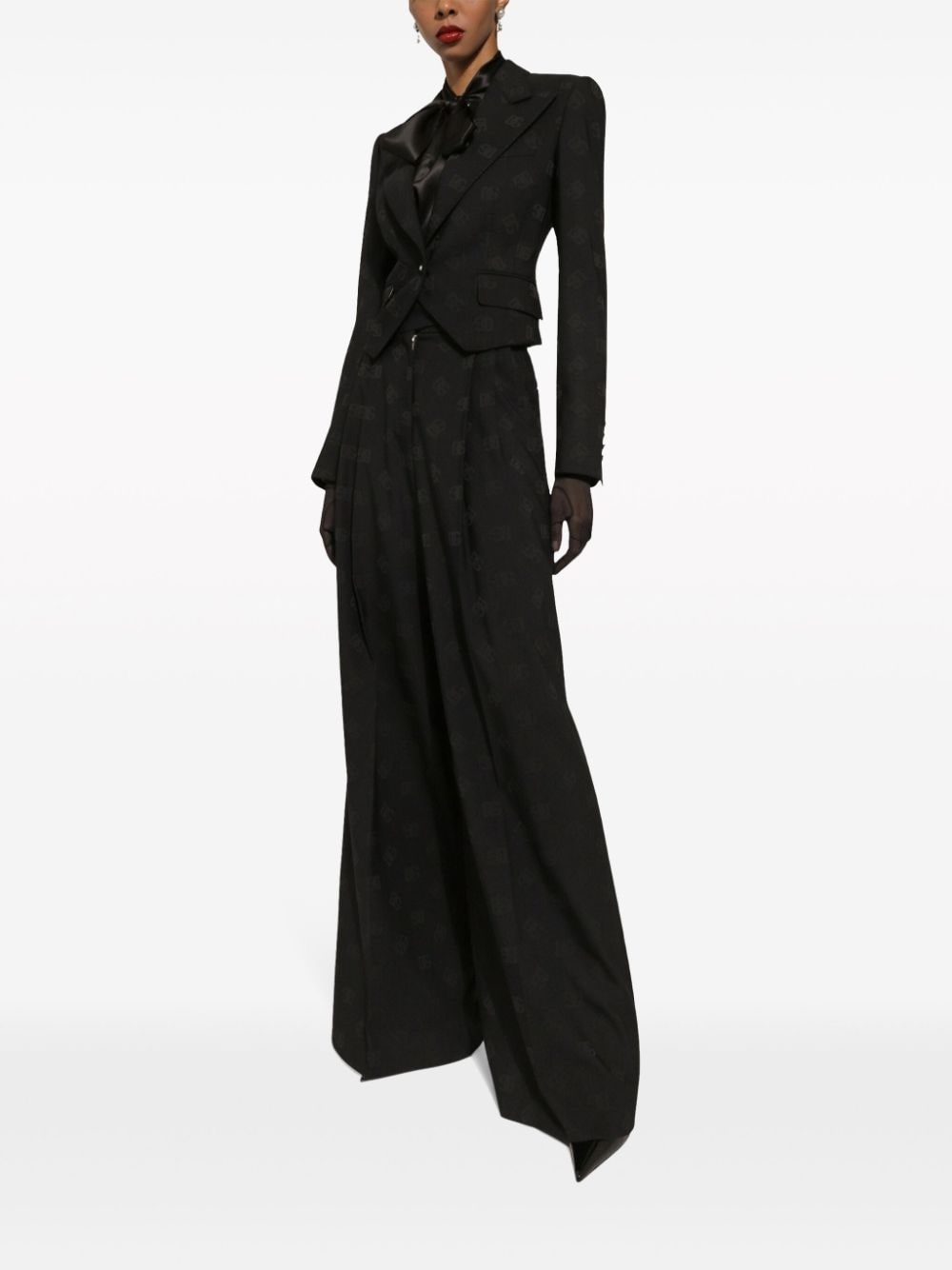 monogram-jacquard single-breasted blazer - 2