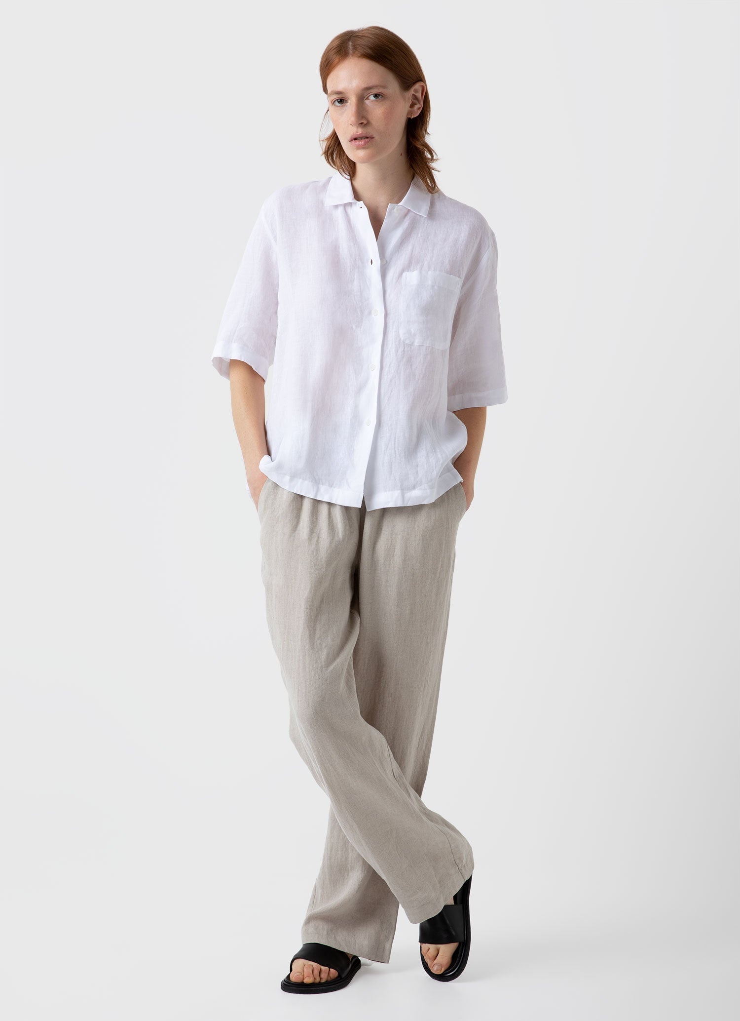 Short Sleeve Linen Shirt - 1