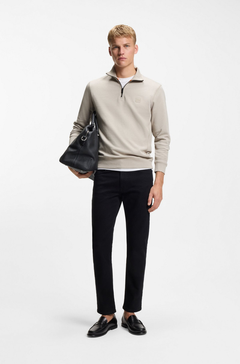 BOSS QUARTER-ZIP COTTON-TERRY SWEATSHIRT WITH LOGO PATCH outlook