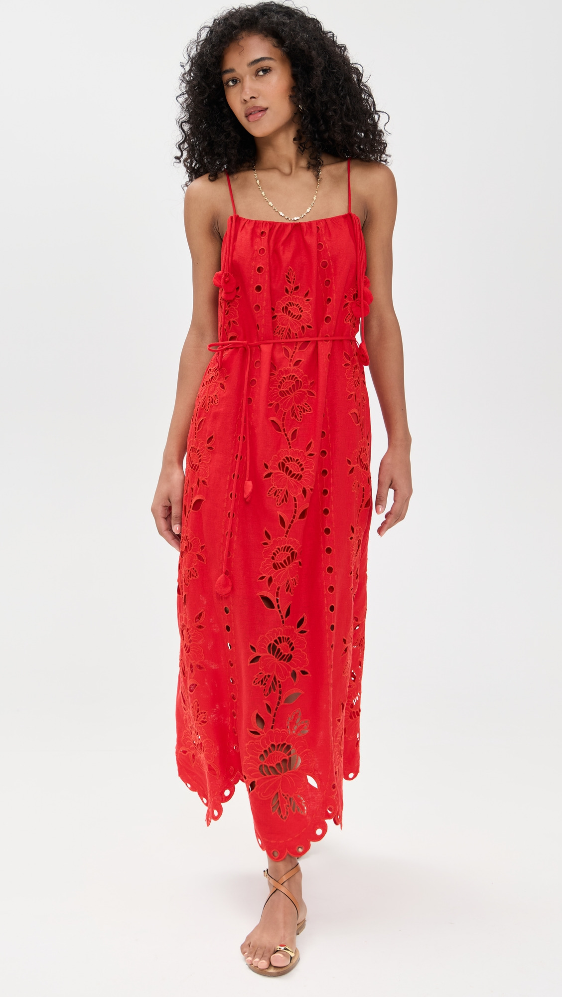 Red Flowers Richelieu Sleeveless Maxi Dress - 6