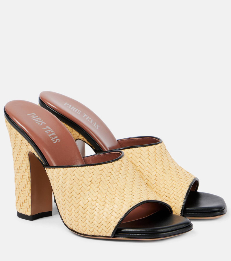Ava 100 raffia와 가죽 mules - 1