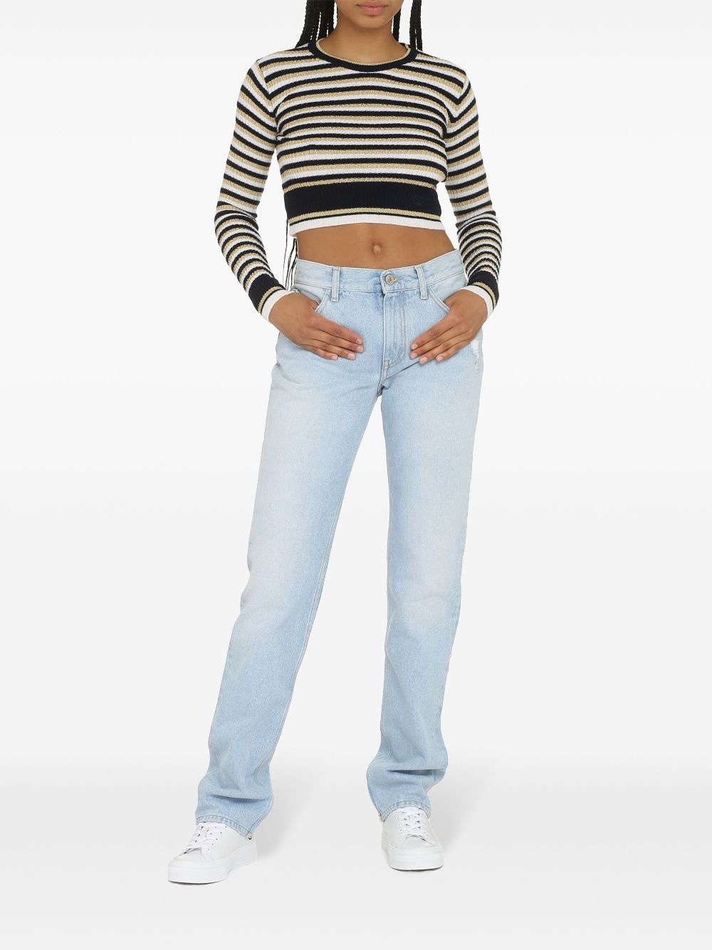 striped cropped sweater - 2