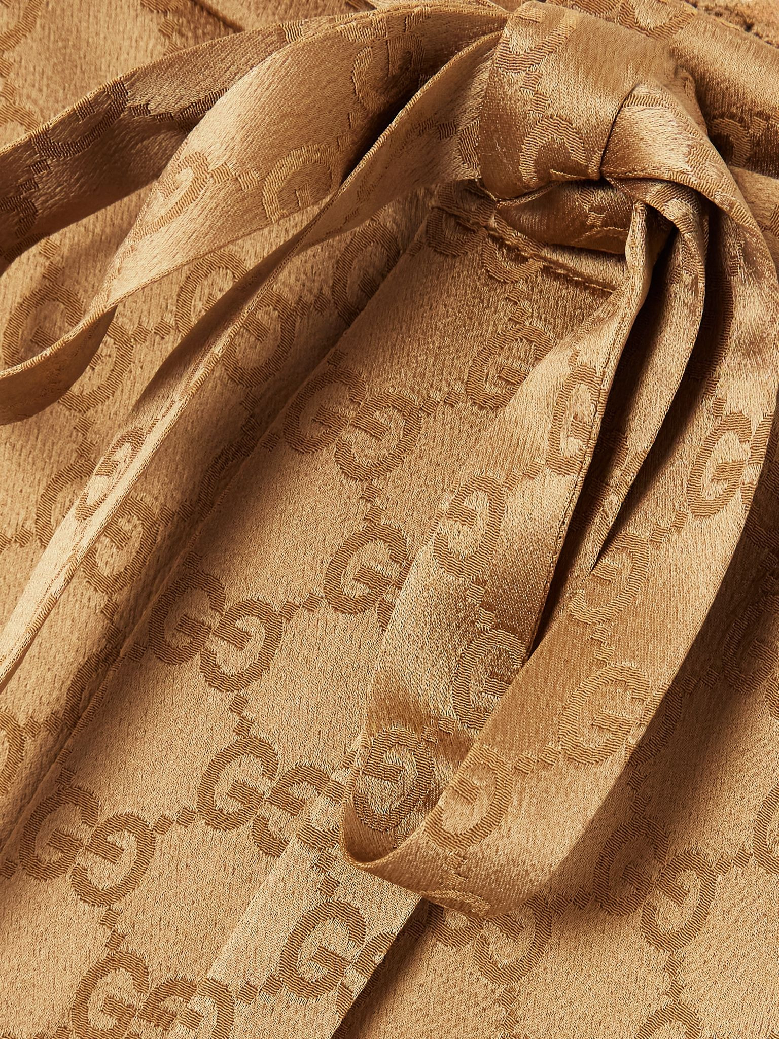 GG hammered satin-jacquard shorts Brass - 5