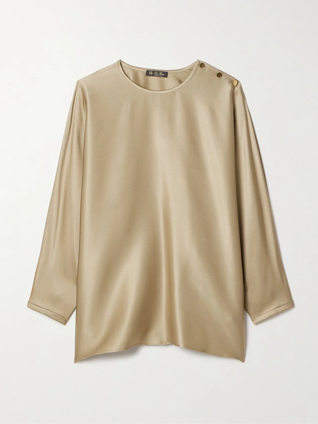 Button-detailed Silk-satin Top - 1