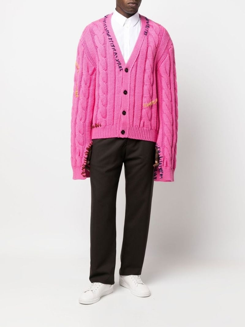 stitch-detail cable-knit cardigan - 2