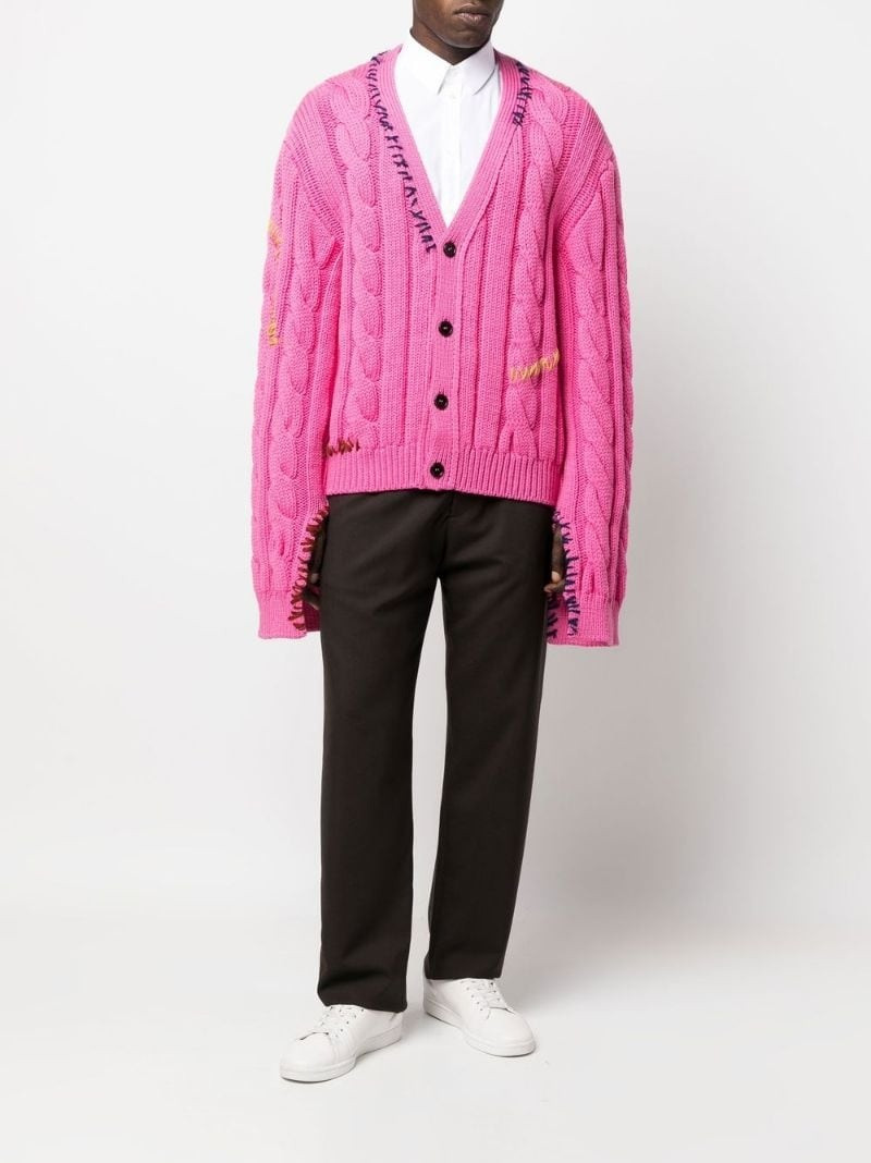 Marni stitch-detail cable-knit cardigan outlook
