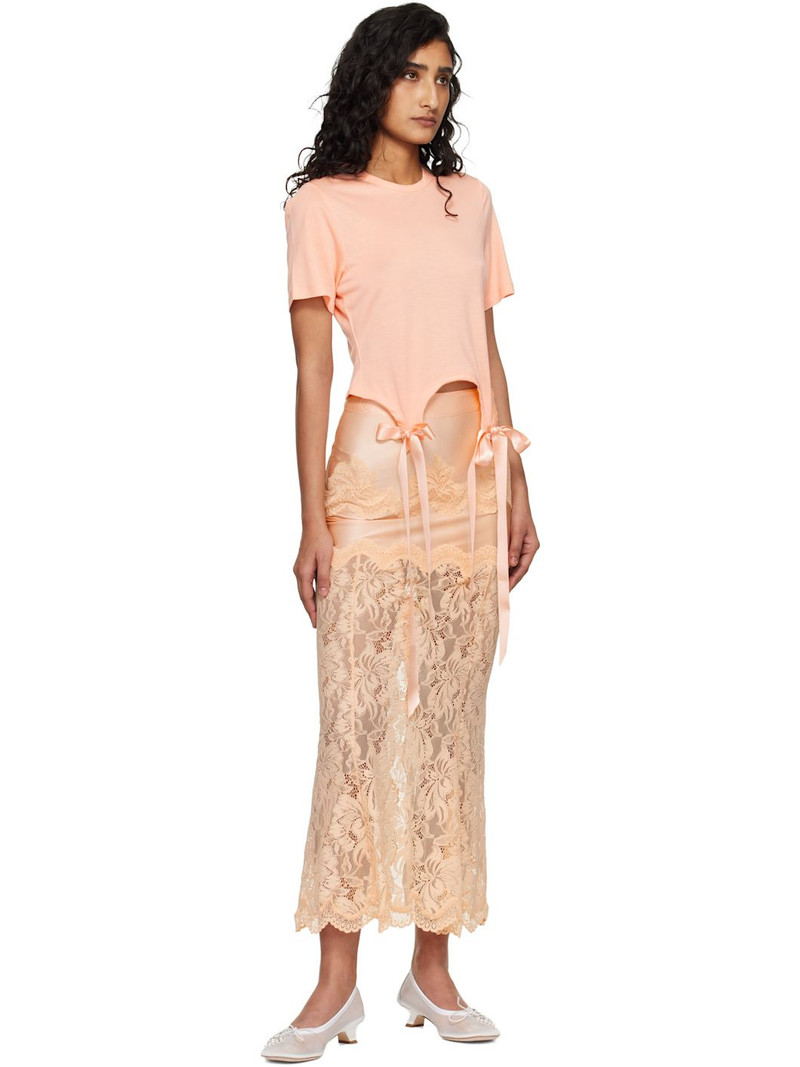 rabanne Pink Floral Midi Skirt outlook