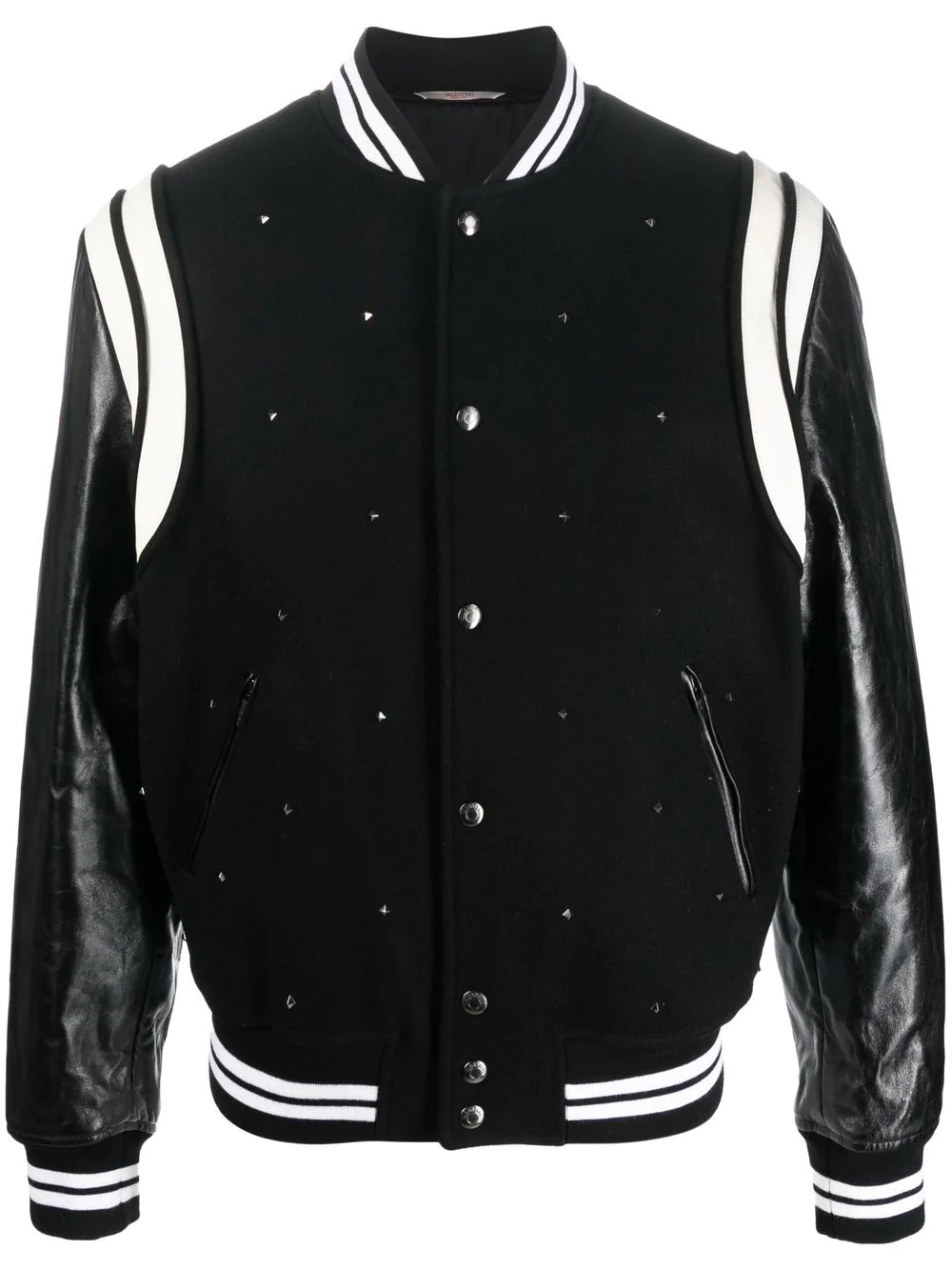 Rockstud panelled bomber jacket - 1