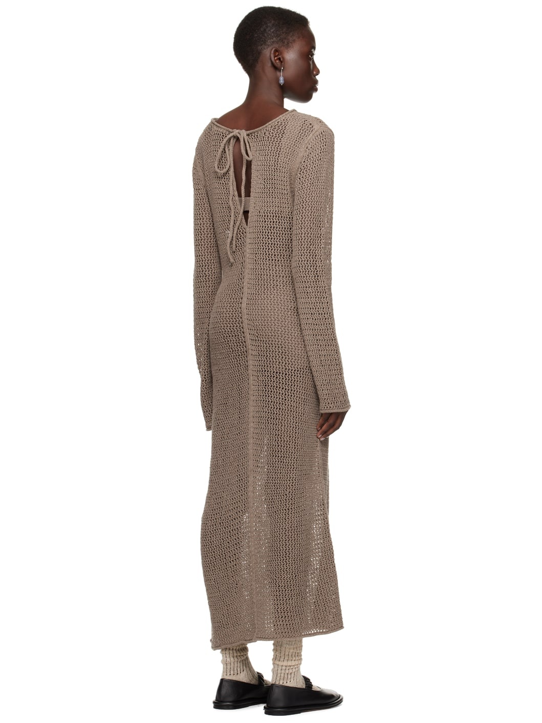 Brown Net Maxi Dress - 3