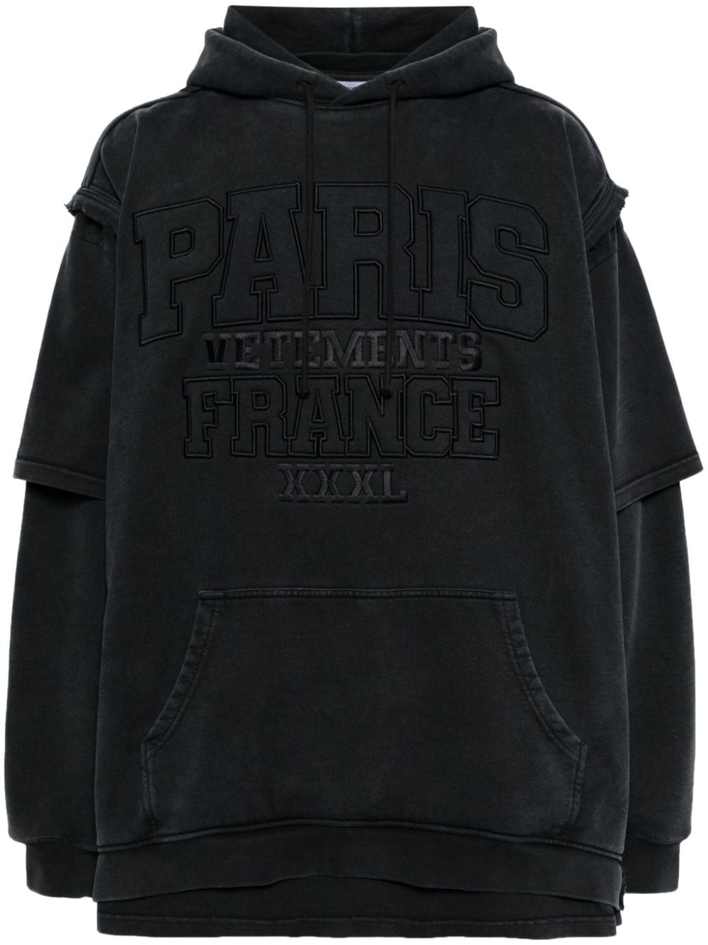 Paris logo-embroidered hoodie - 1