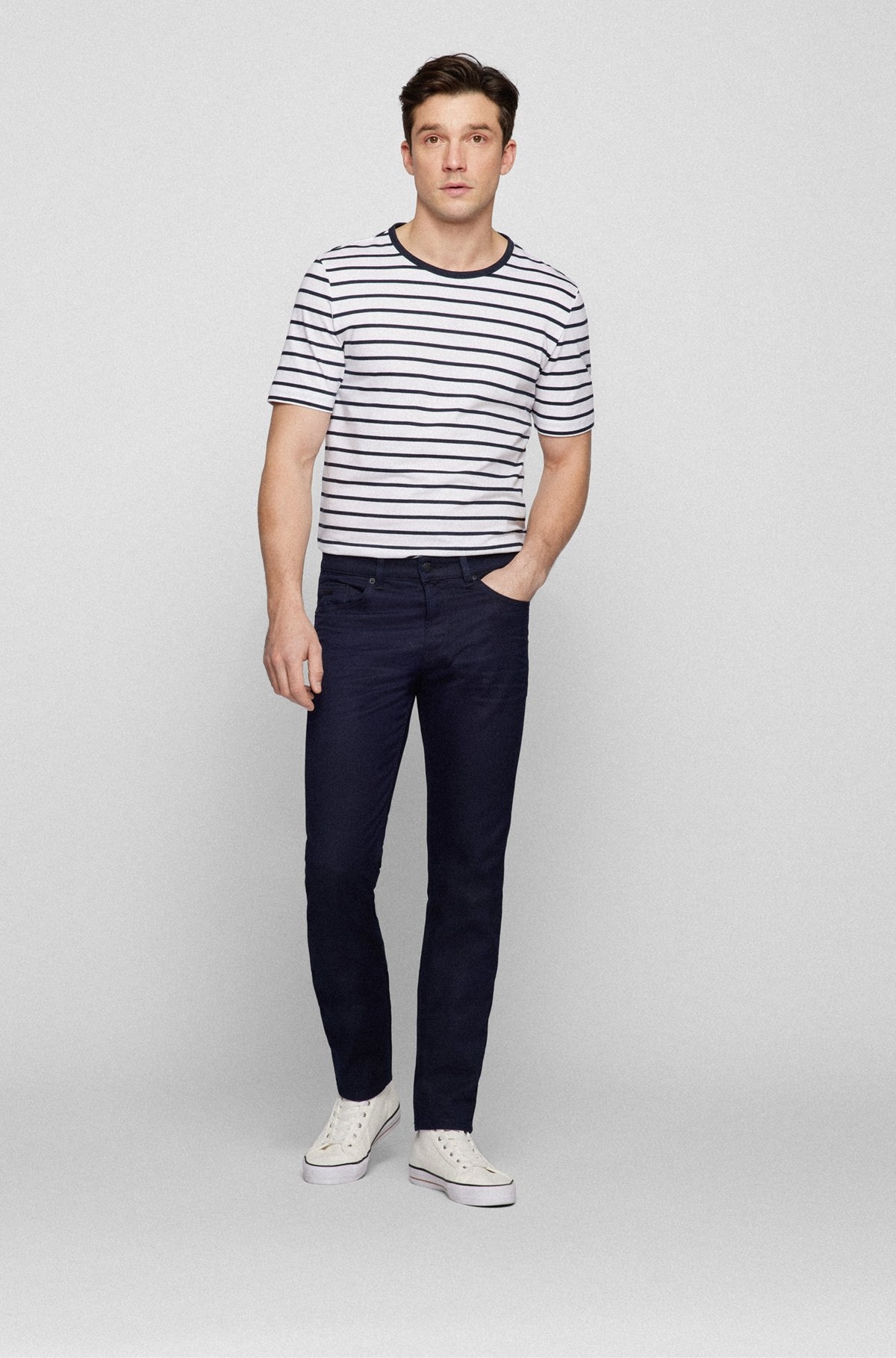 SLIM-FIT JEANS IN BLUE-BLACK COMFORT-STRETCH DENIM - 3