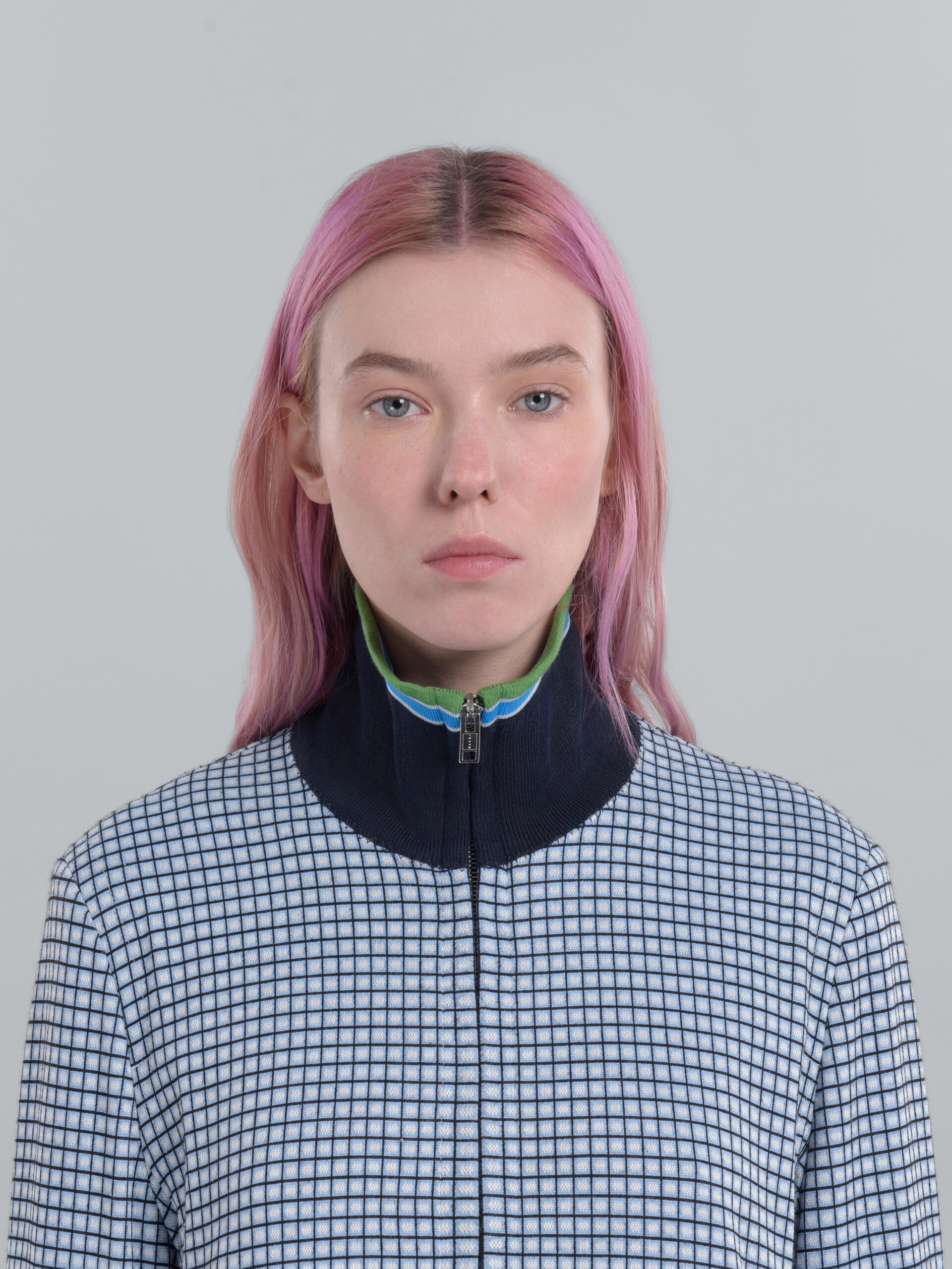 LIGHT BLUE JACQUARD FABRIC JACKET - 4