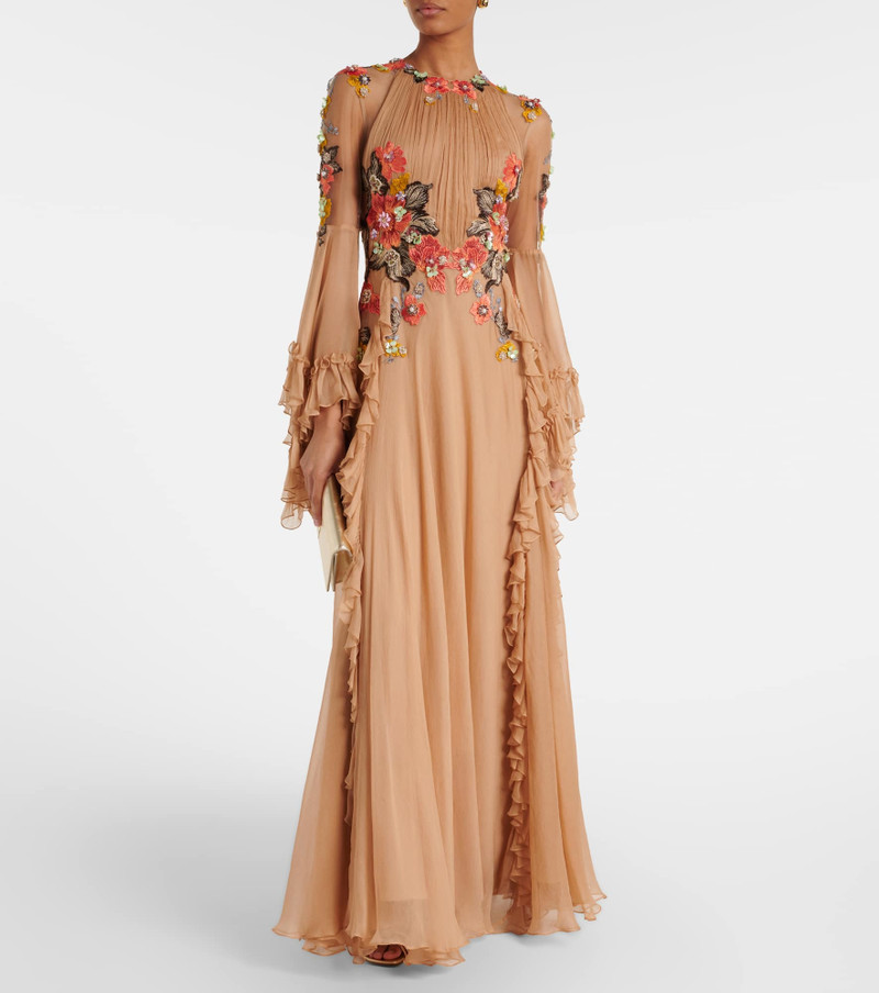 COSTARELLOS Zilara embellished silk georgette gown outlook
